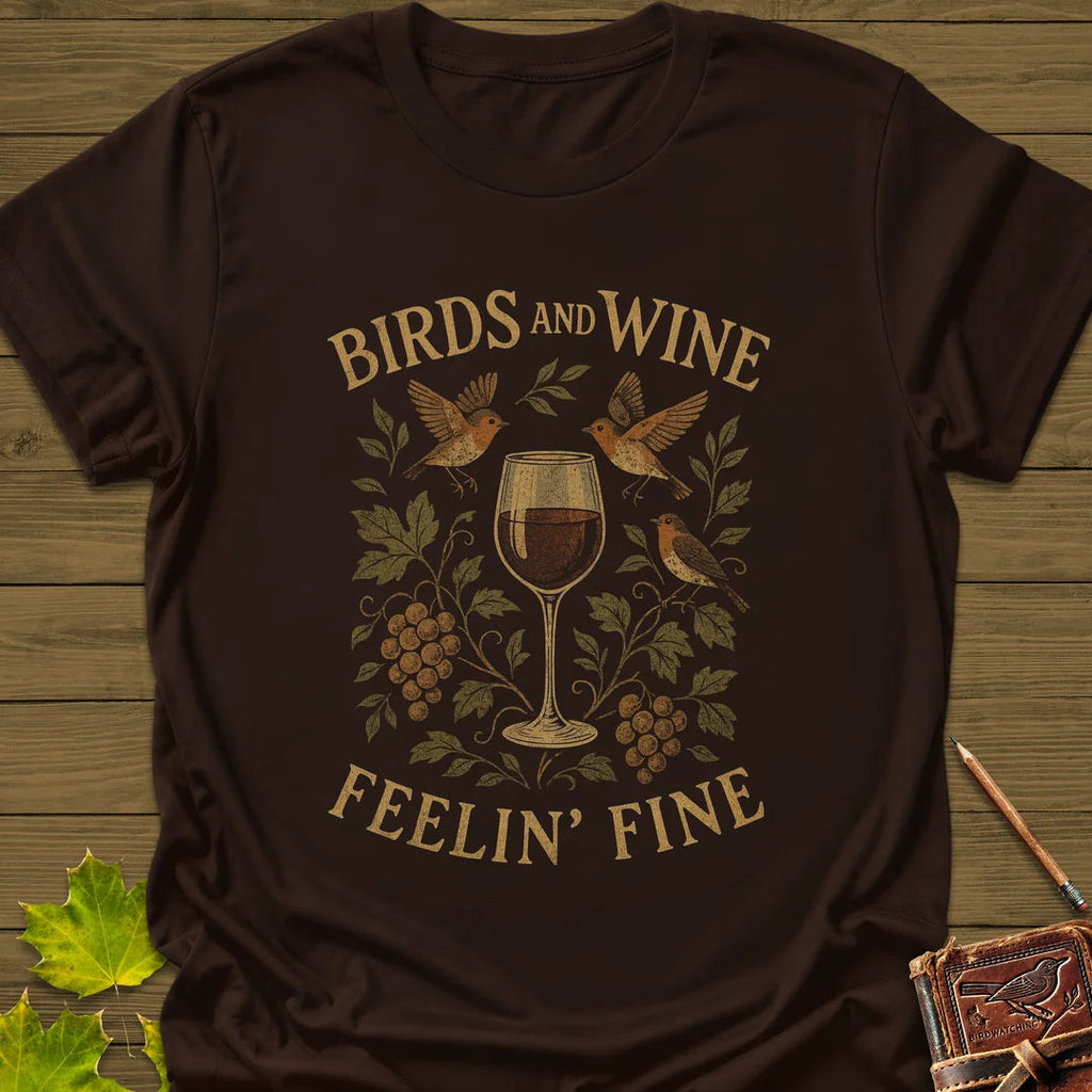 Birds and Wine T-Shirt - Bird Graphic Tee - Gift for Bird Lovers - Unisex