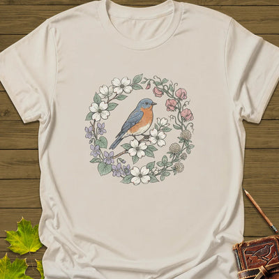 Blue & Bloom T-Shirt - Bird Graphic Tee - Gift for Bird Lovers - Unisex