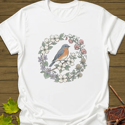 Blue & Bloom T-Shirt - Bird Graphic Tee - Gift for Bird Lovers - Unisex