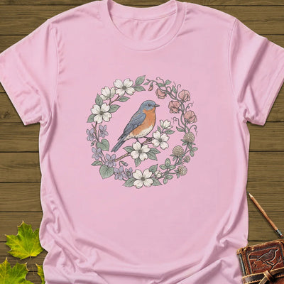 Blue & Bloom T-Shirt - Bird Graphic Tee - Gift for Bird Lovers - Unisex