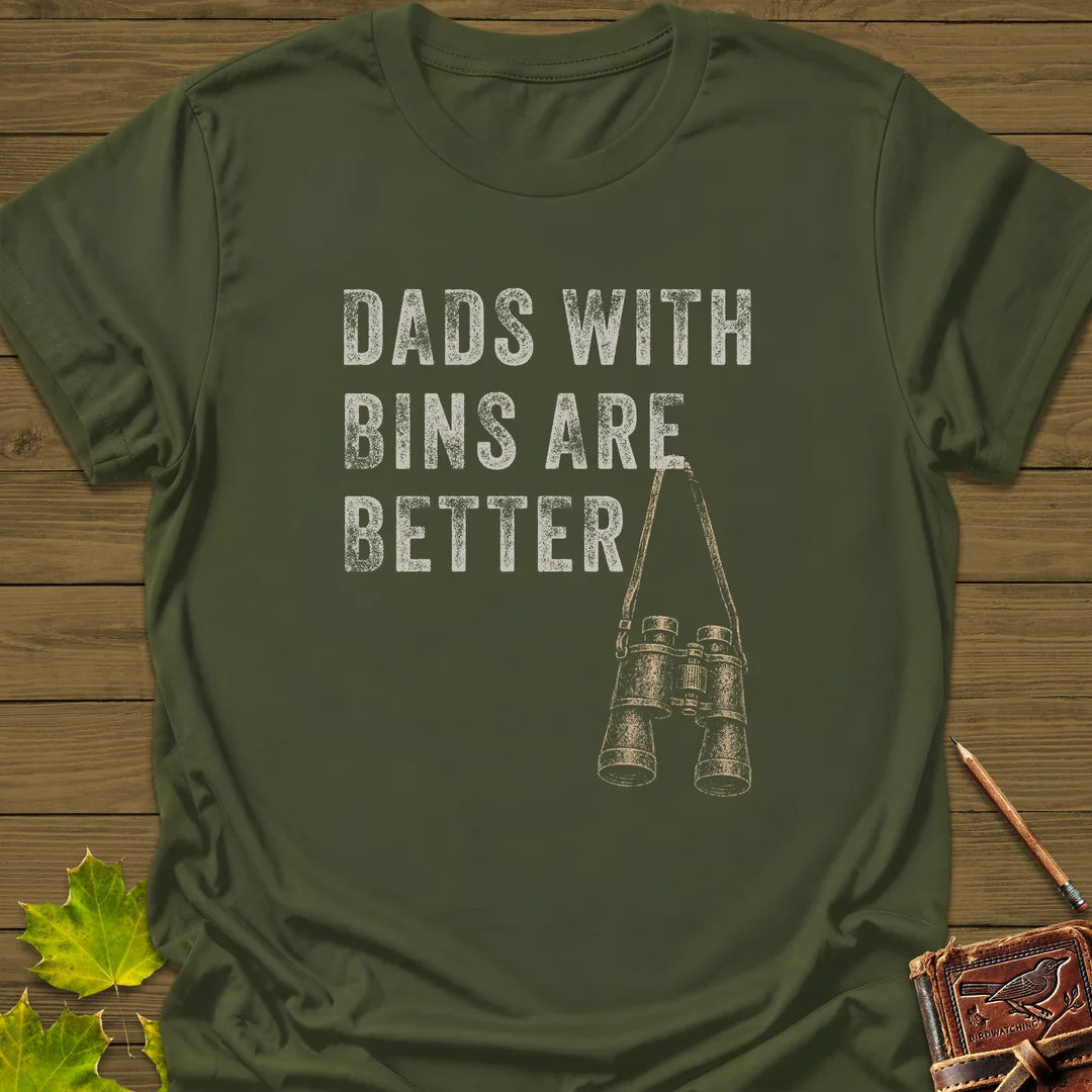Dads With Bins T-Shirt - Bird Graphic Tee - Gift for Bird Lovers - Unisex