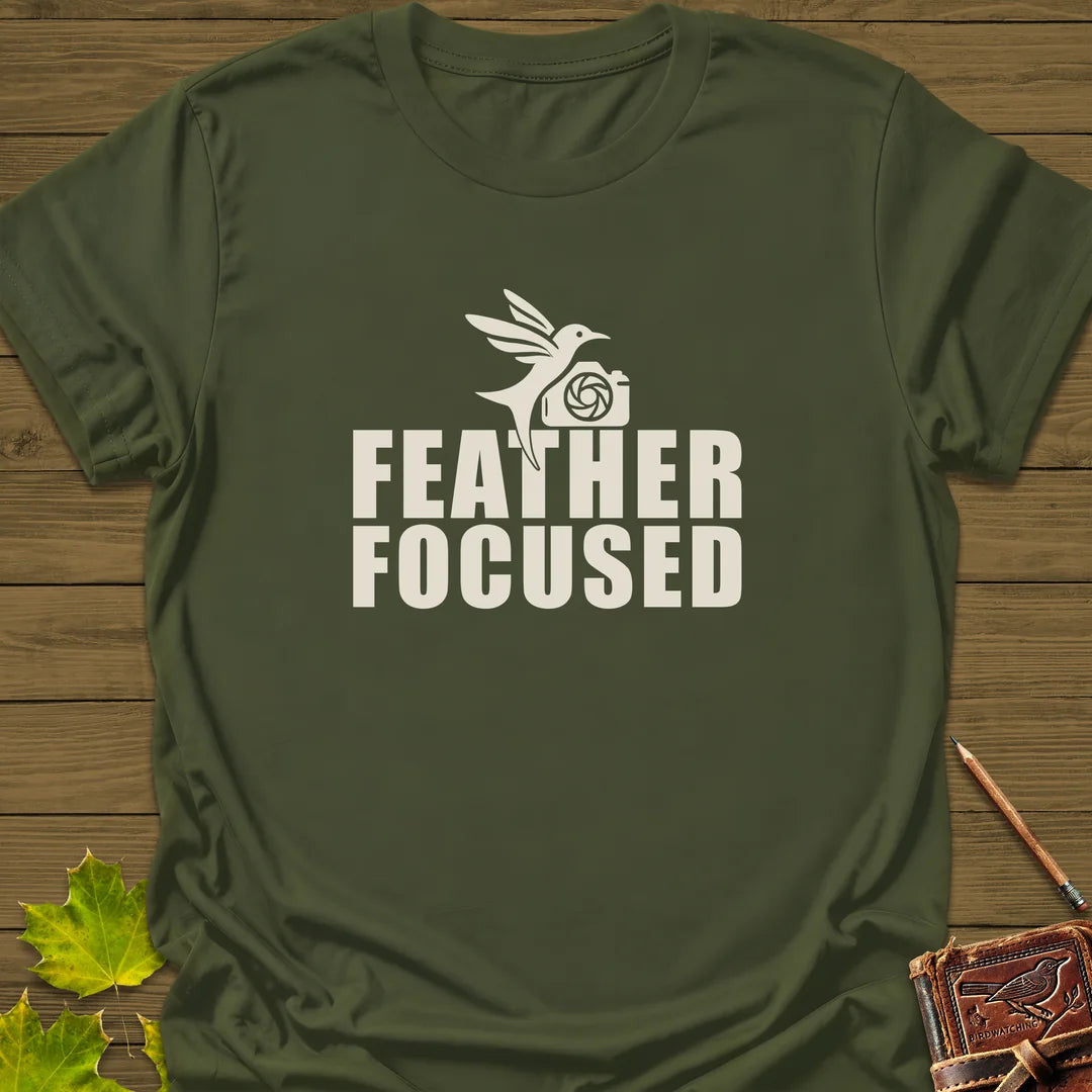 Feather Focused T-Shirt - Bird Graphic Tee - Gift for Bird Lovers - Unisex