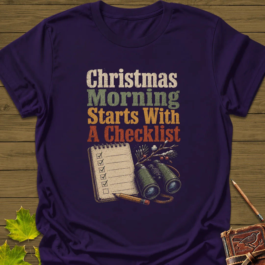 Christmas Checklist T-Shirt - Bird Graphic Tee - Gift for Bird Lovers - Unisex