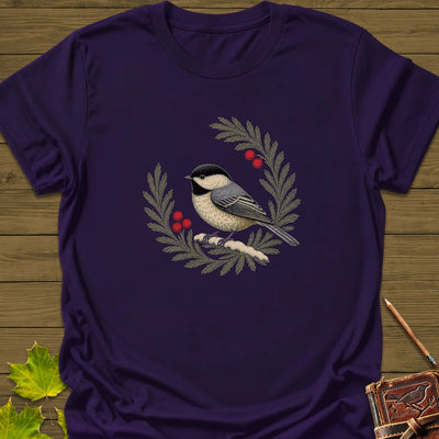 Chickadee Wreath T-Shirt - Bird Graphic Tee - Gift for Bird Lovers - Unisex