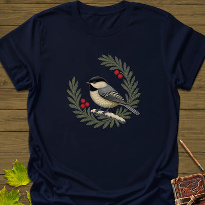 Chickadee Wreath T-Shirt - Bird Graphic Tee - Gift for Bird Lovers - Unisex