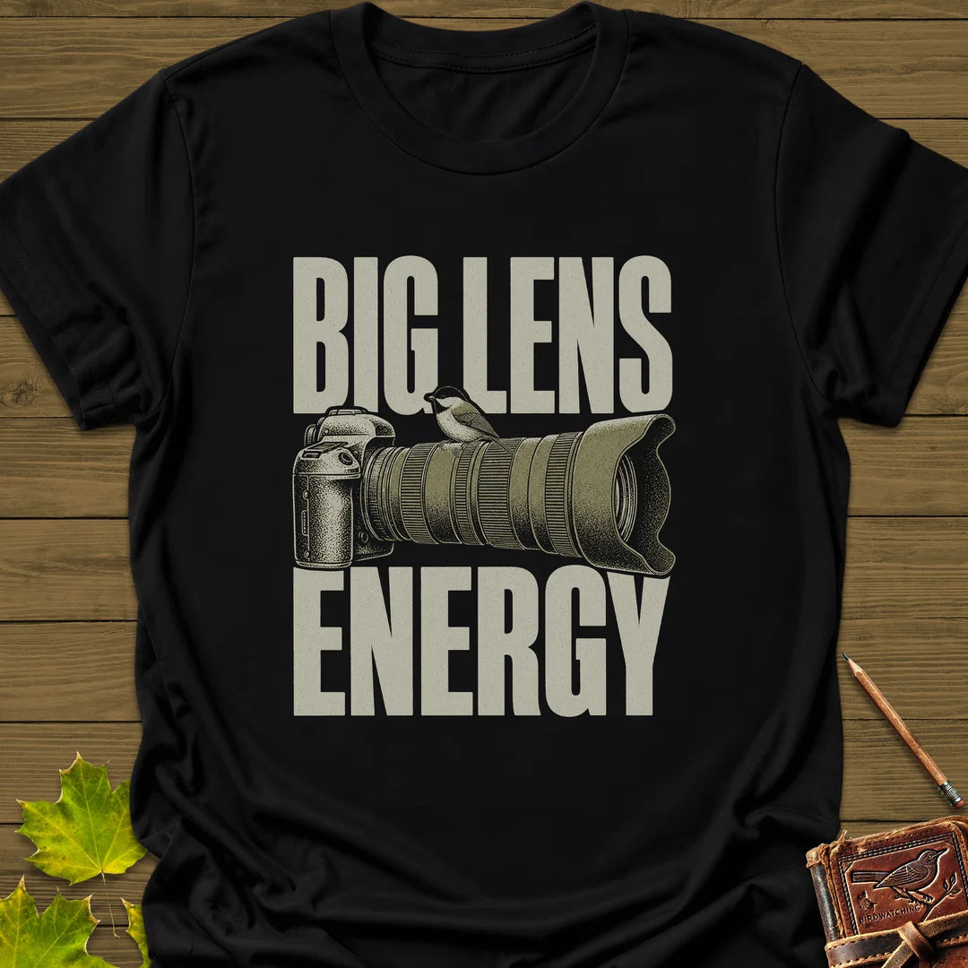 Big Lens Energy T-Shirt - Bird Graphic Tee - Gift for Bird Lovers - Unisex