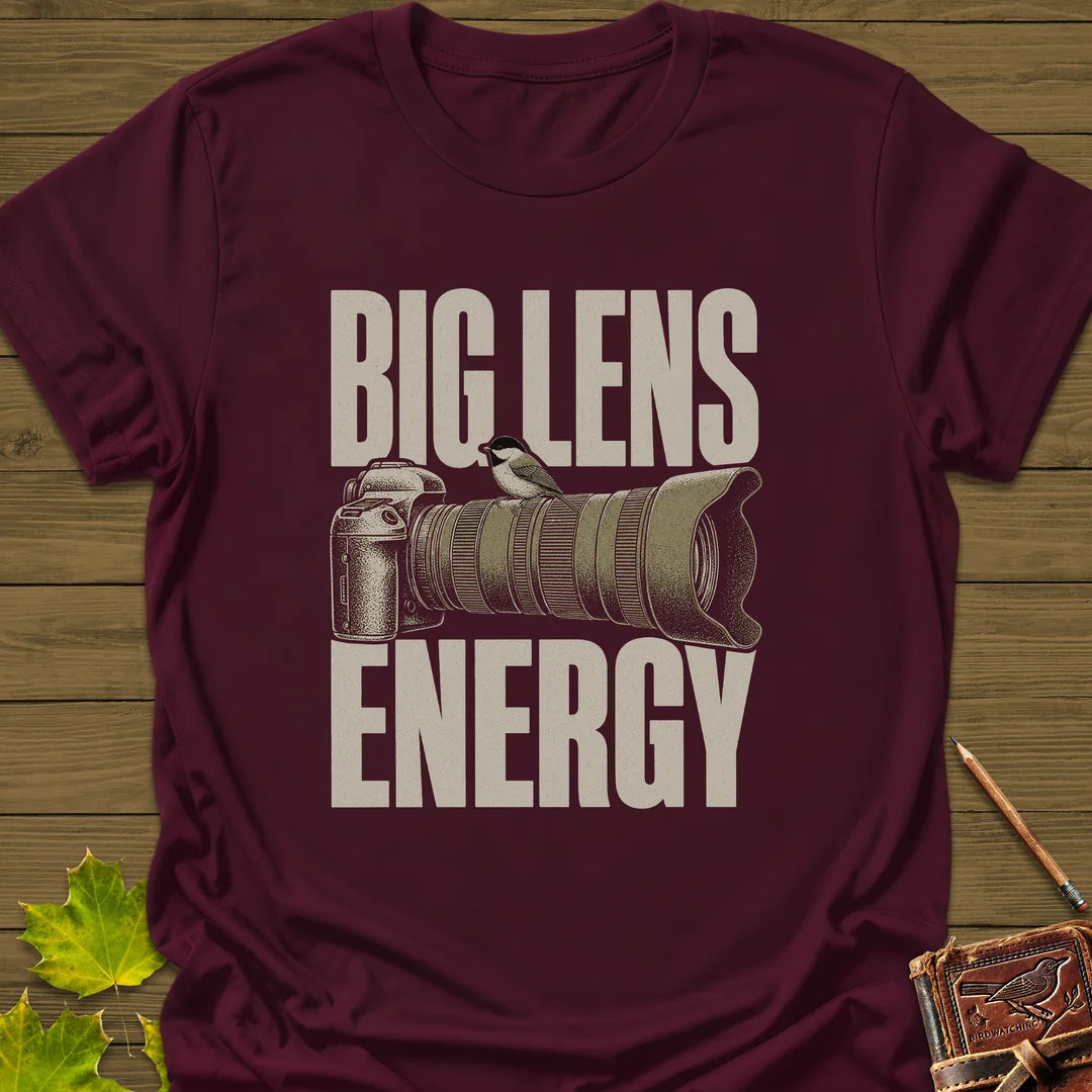 Big Lens Energy T-Shirt - Bird Graphic Tee - Gift for Bird Lovers - Unisex