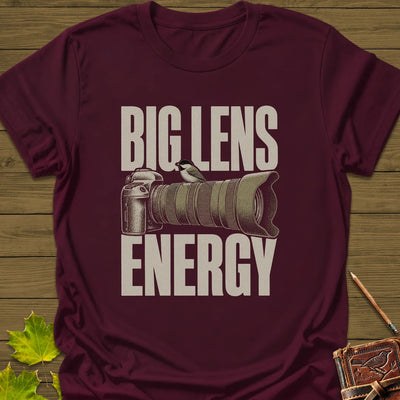 Big Lens Energy T-Shirt - Bird Graphic Tee - Gift for Bird Lovers - Unisex