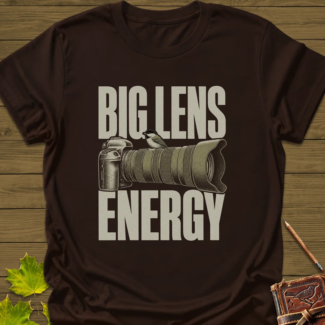 Big Lens Energy T-Shirt - Bird Graphic Tee - Gift for Bird Lovers - Unisex