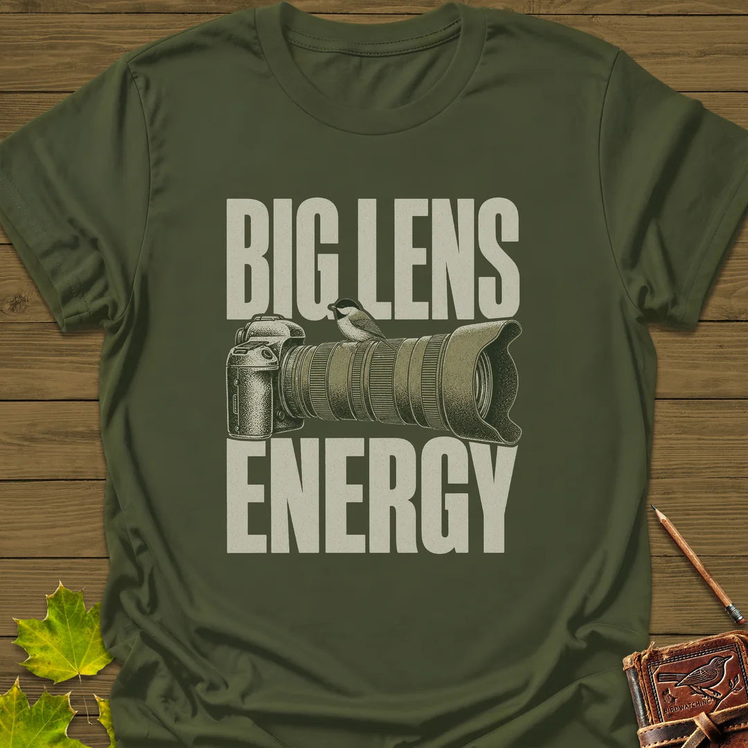 Big Lens Energy T-Shirt - Bird Graphic Tee - Gift for Bird Lovers - Unisex