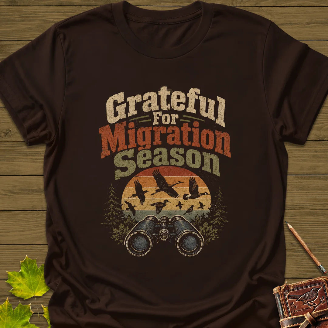 Grateful For Migration T-Shirt - Bird Graphic Tee - Gift for Bird Lovers - Unisex
