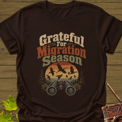 Grateful For Migration T-Shirt - Bird Graphic Tee - Gift for Bird Lovers - Unisex