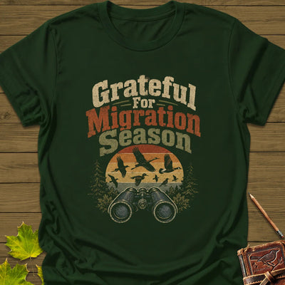 Grateful For Migration T-Shirt - Bird Graphic Tee - Gift for Bird Lovers - Unisex