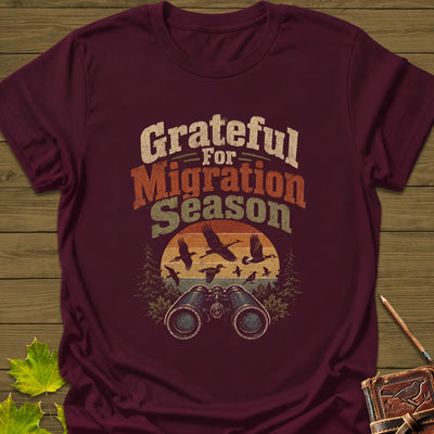 Grateful For Migration T-Shirt - Bird Graphic Tee - Gift for Bird Lovers - Unisex