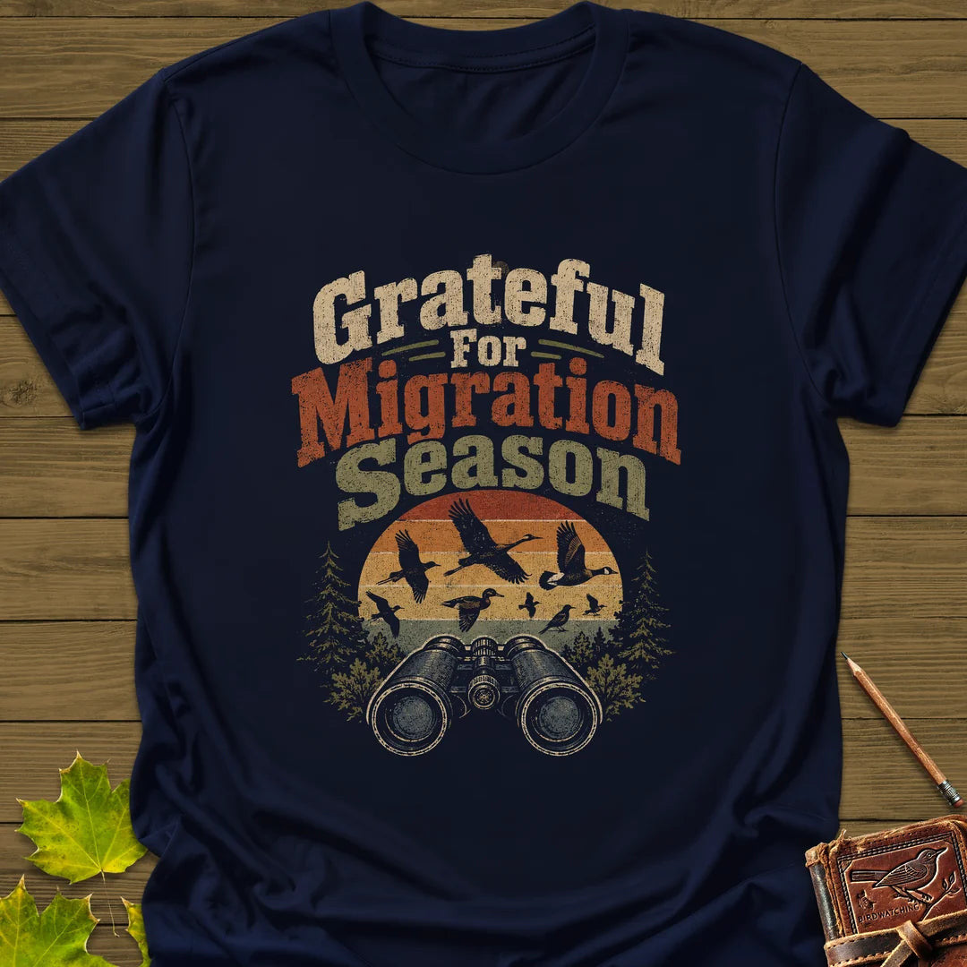 Grateful For Migration T-Shirt - Bird Graphic Tee - Gift for Bird Lovers - Unisex