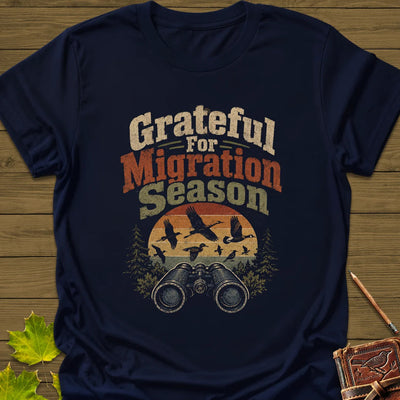 Grateful For Migration T-Shirt - Bird Graphic Tee - Gift for Bird Lovers - Unisex