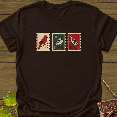 Postage Stamp Songbirds T-Shirt - Bird Graphic Tee - Gift for Bird Lovers - Unisex
