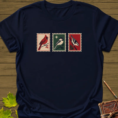 Postage Stamp Songbirds T-Shirt - Bird Graphic Tee - Gift for Bird Lovers - Unisex