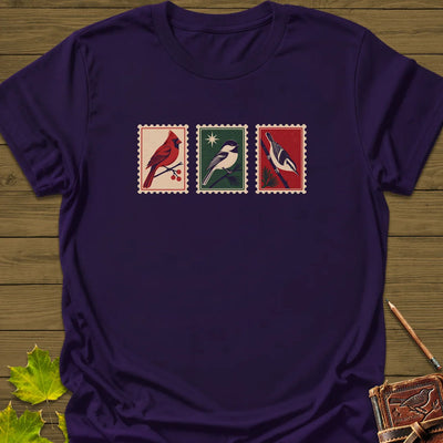 Postage Stamp Songbirds T-Shirt - Bird Graphic Tee - Gift for Bird Lovers - Unisex