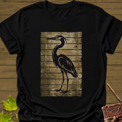 Rustic Heron Silhouette T-Shirt - Bird Graphic Tee - Gift for Bird Lovers - Unisex