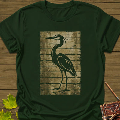 Rustic Heron Silhouette T-Shirt - Bird Graphic Tee - Gift for Bird Lovers - Unisex