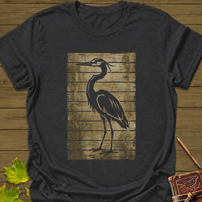 Rustic Heron Silhouette T-Shirt - Bird Graphic Tee - Gift for Bird Lovers - Unisex