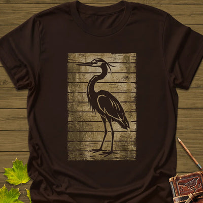 Rustic Heron Silhouette T-Shirt - Bird Graphic Tee - Gift for Bird Lovers - Unisex