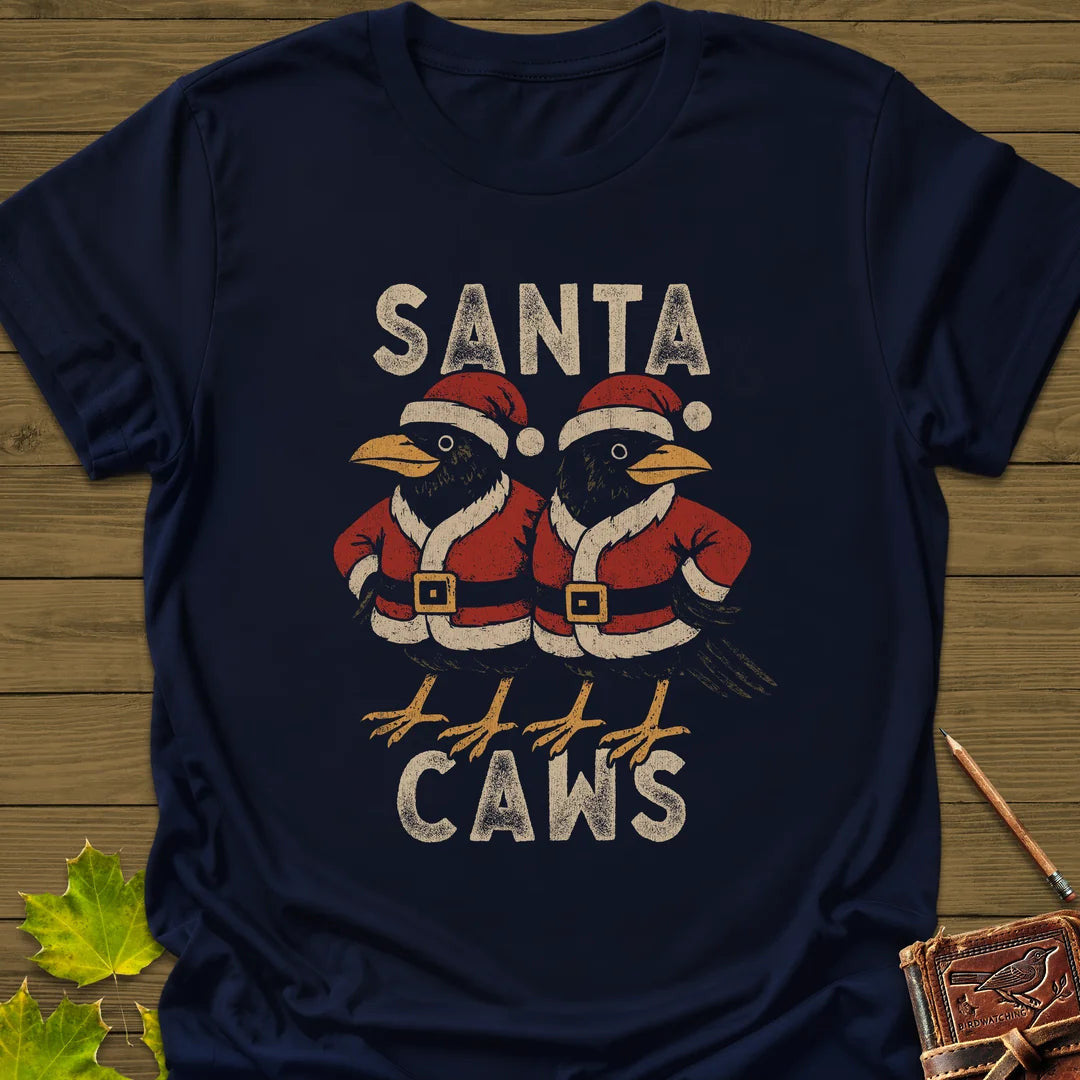 Santa Caws T-Shirt - Bird Graphic Tee - Gift for Bird Lovers - Unisex