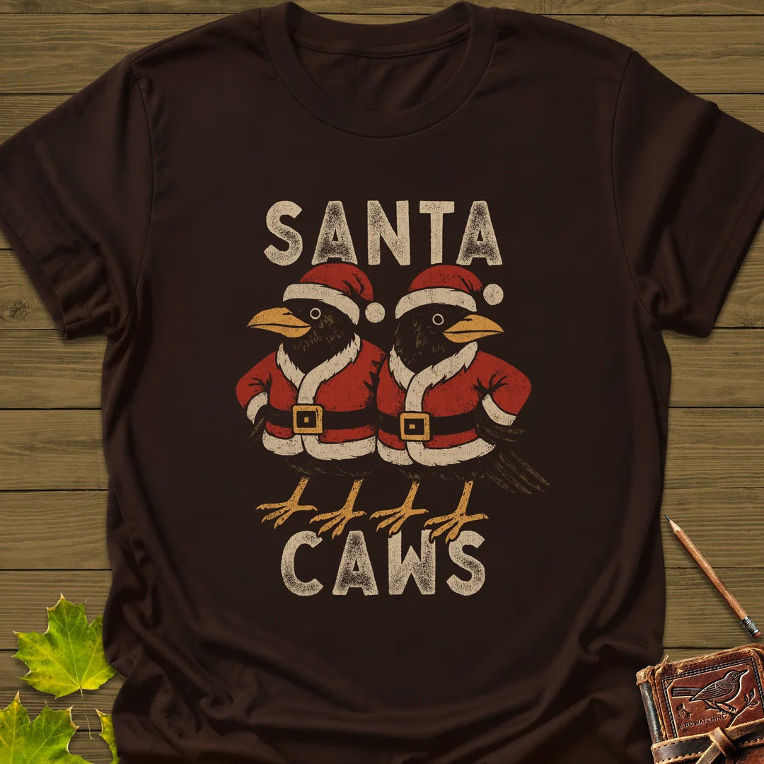 Santa Caws T-Shirt - Bird Graphic Tee - Gift for Bird Lovers - Unisex