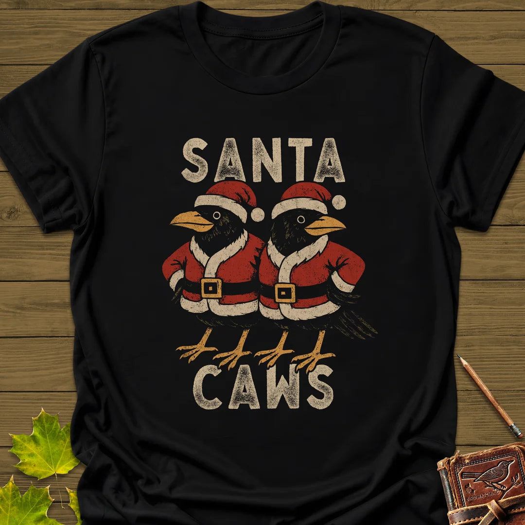 Santa Caws T-Shirt - Bird Graphic Tee - Gift for Bird Lovers - Unisex