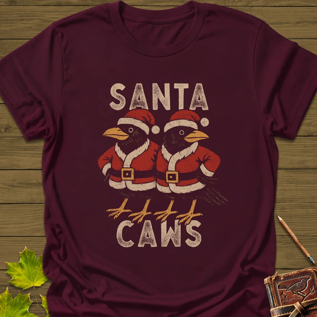 Santa Caws T-Shirt - Bird Graphic Tee - Gift for Bird Lovers - Unisex