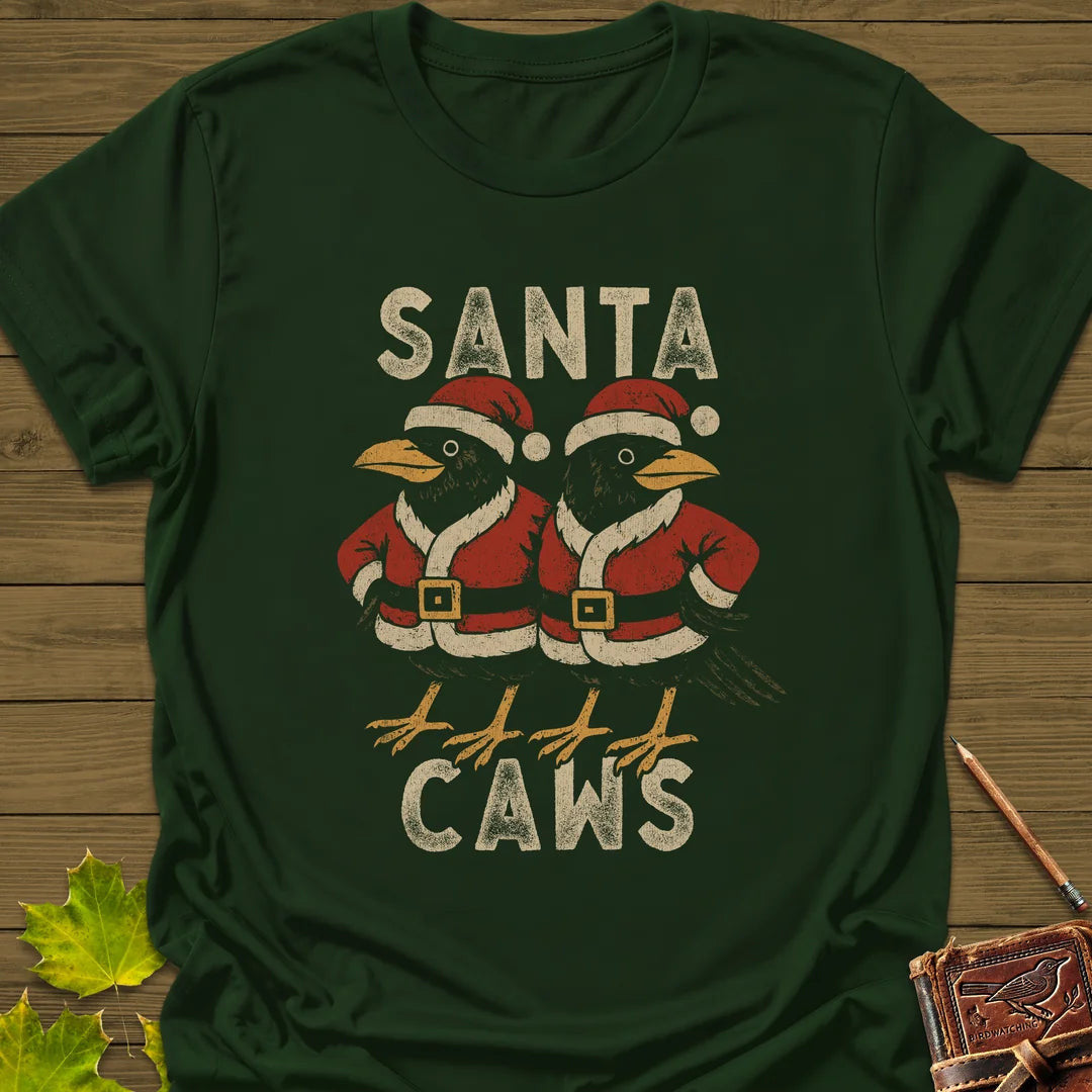 Santa Caws T-Shirt - Bird Graphic Tee - Gift for Bird Lovers - Unisex