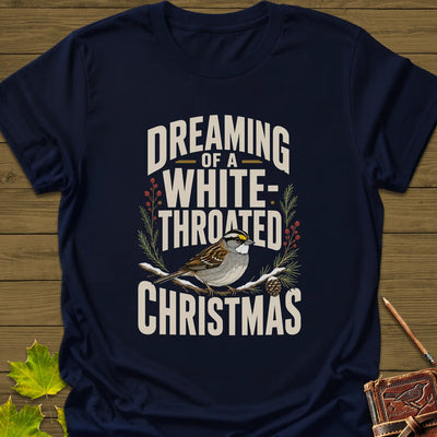 White-Throated Christmas T-Shirt - Bird Graphic Tee - Gift for Bird Lovers - Unisex