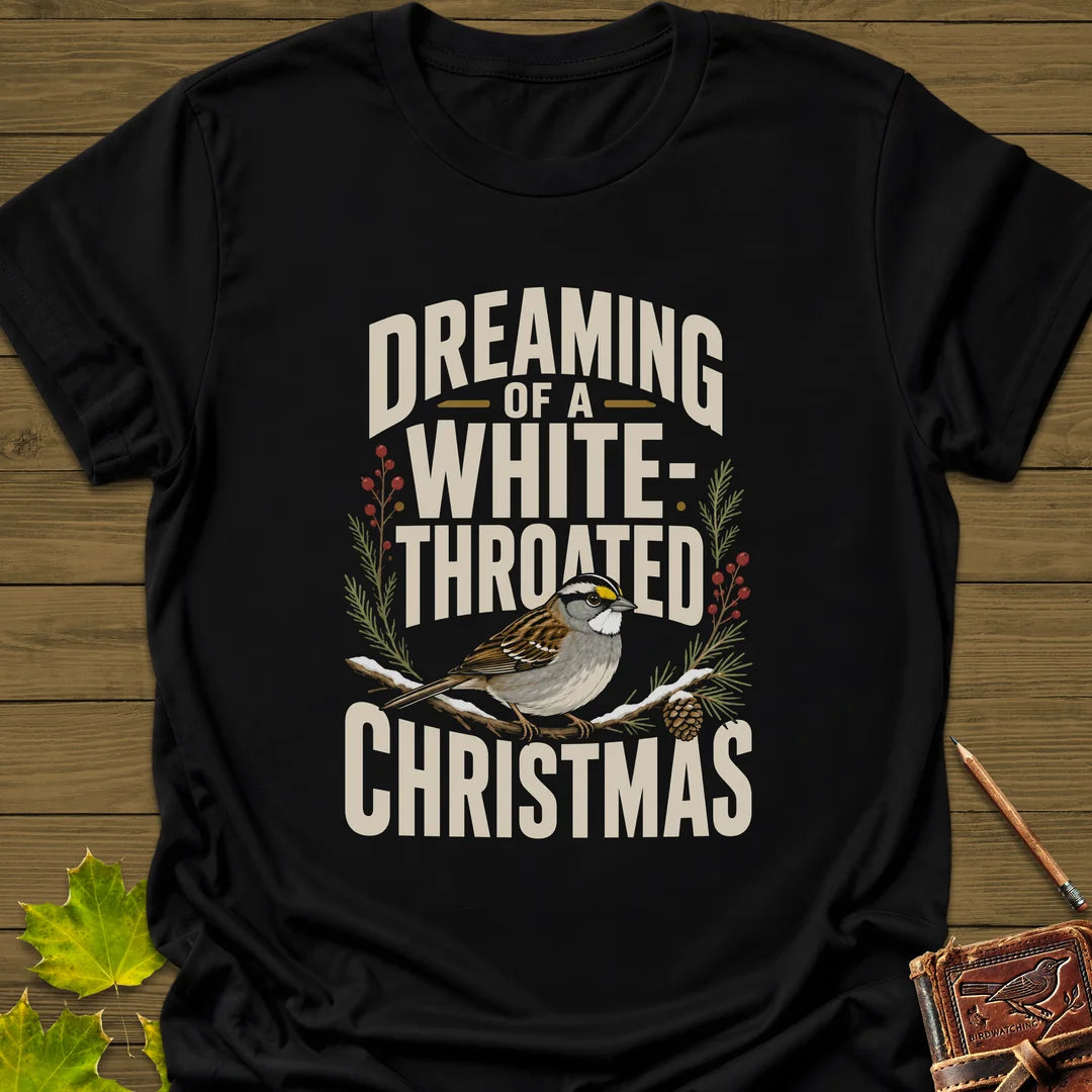 White-Throated Christmas T-Shirt - Bird Graphic Tee - Gift for Bird Lovers - Unisex