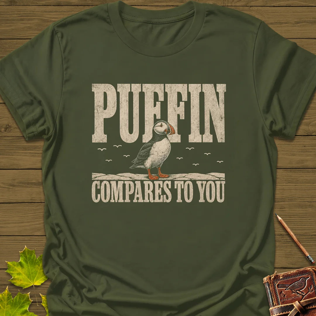 Puffin Compares T-Shirt - Bird Graphic Tee - Gift for Bird Lovers - Unisex