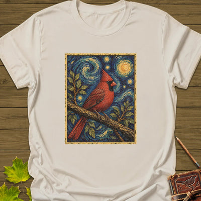 Starry Cardinal T-Shirt - Bird Graphic Tee - Gift for Bird Lovers - Unisex