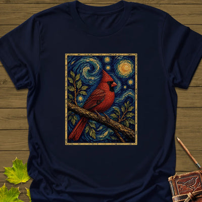 Starry Cardinal T-Shirt - Bird Graphic Tee - Gift for Bird Lovers - Unisex