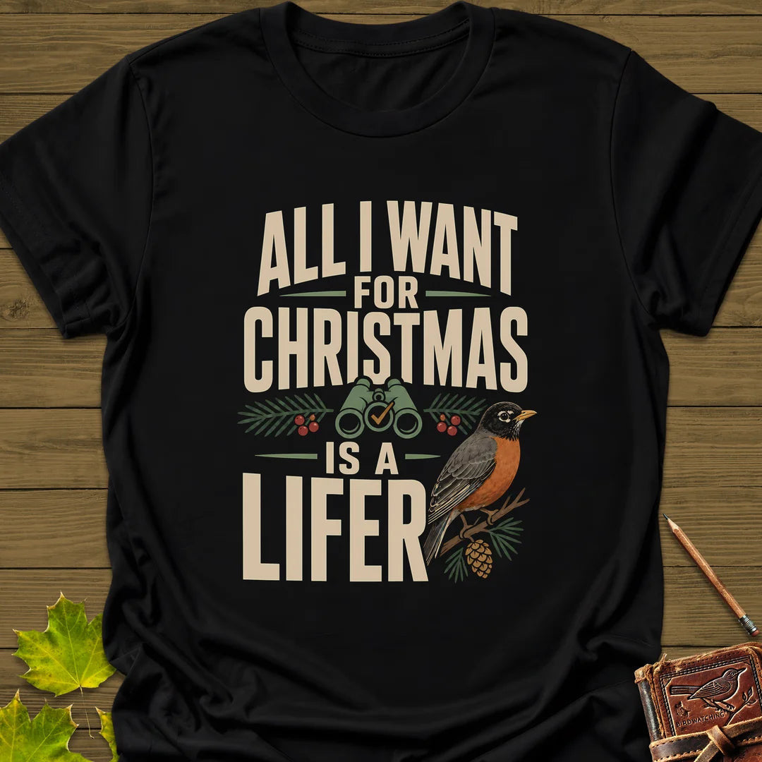 Christmas Lifer Robin T-Shirt - Bird Graphic Tee - Gift for Bird Lovers - Unisex