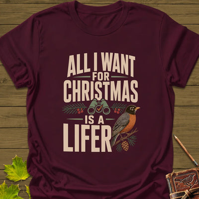 Christmas Lifer Robin T-Shirt - Bird Graphic Tee - Gift for Bird Lovers - Unisex