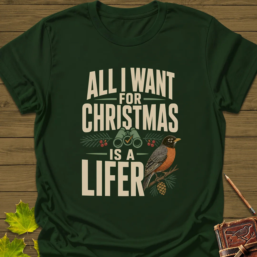 Christmas Lifer Robin T-Shirt - Bird Graphic Tee - Gift for Bird Lovers - Unisex