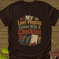 Leaf-Peeping Checklist T-Shirt - Bird Graphic Tee - Gift for Bird Lovers - Unisex
