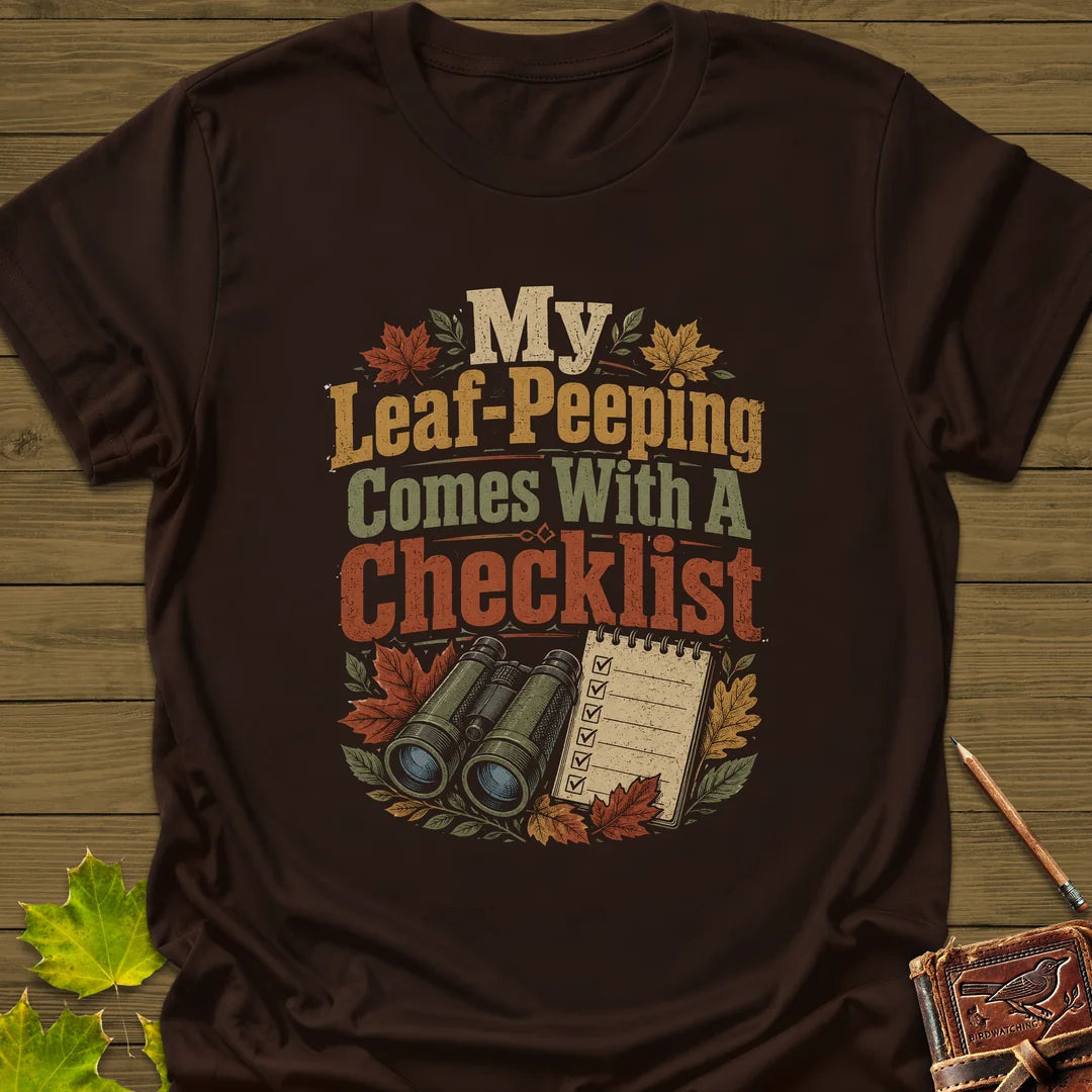 Leaf-Peeping Checklist T-Shirt - Bird Graphic Tee - Gift for Bird Lovers - Unisex