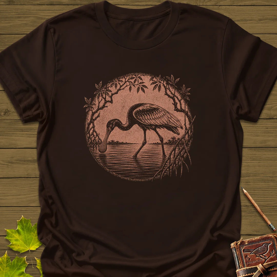 Mangrove Spoonbill T-Shirt - Bird Graphic Tee - Gift for Bird Lovers - Unisex