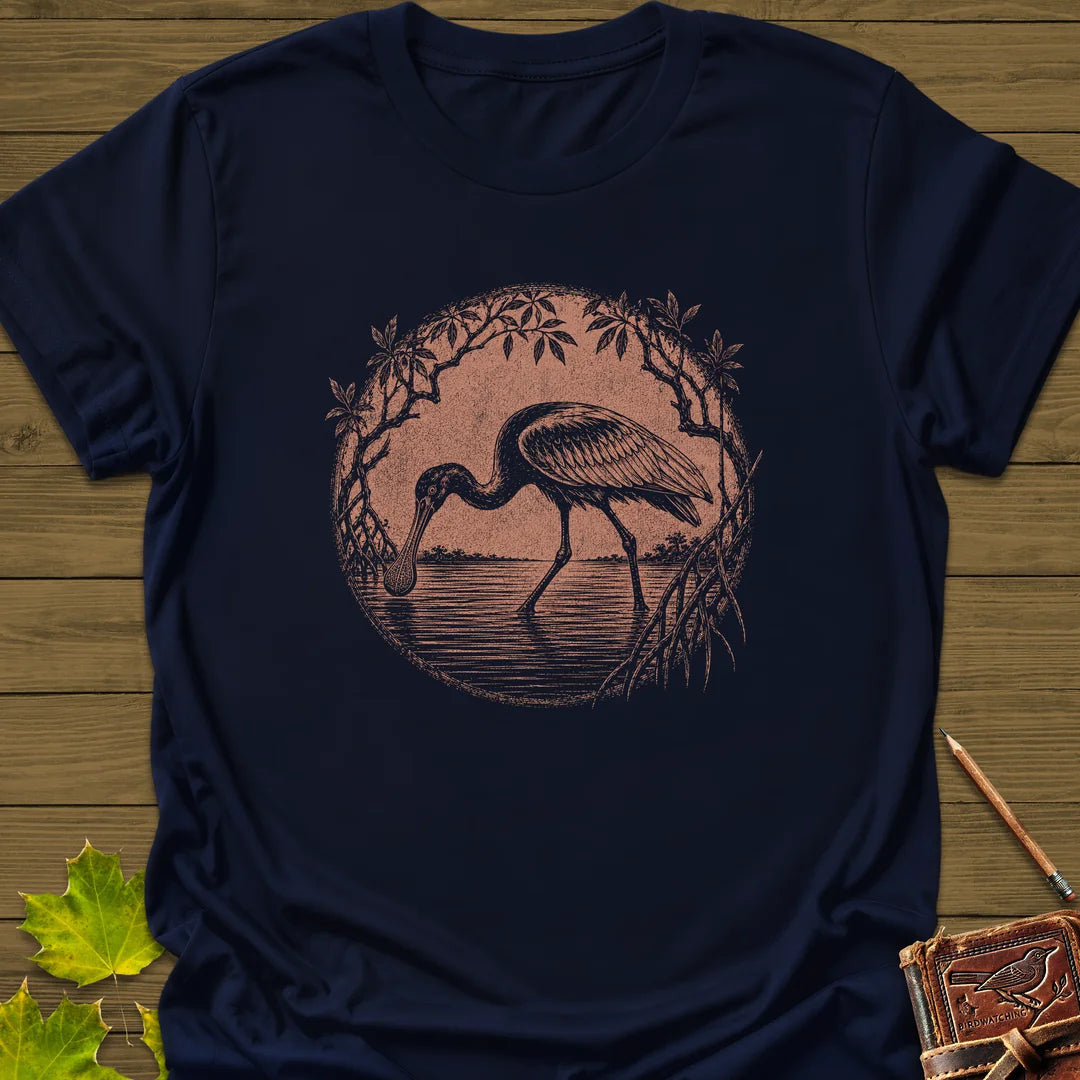Mangrove Spoonbill T-Shirt - Bird Graphic Tee - Gift for Bird Lovers - Unisex