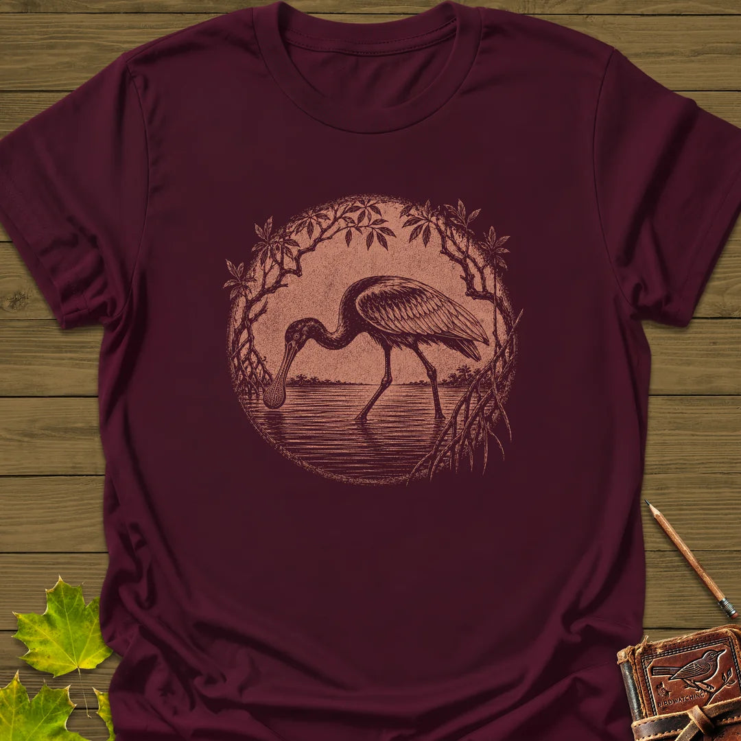 Mangrove Spoonbill T-Shirt - Bird Graphic Tee - Gift for Bird Lovers - Unisex