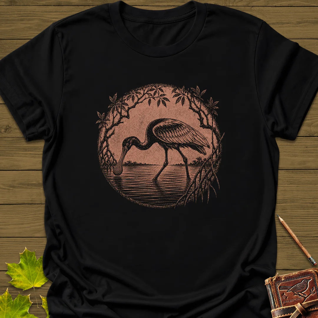 Mangrove Spoonbill T-Shirt - Bird Graphic Tee - Gift for Bird Lovers - Unisex
