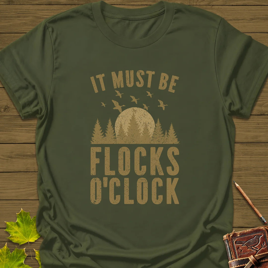 Flocks O'Clock T-Shirt - Bird Graphic Tee - Gift for Bird Lovers - Unisex