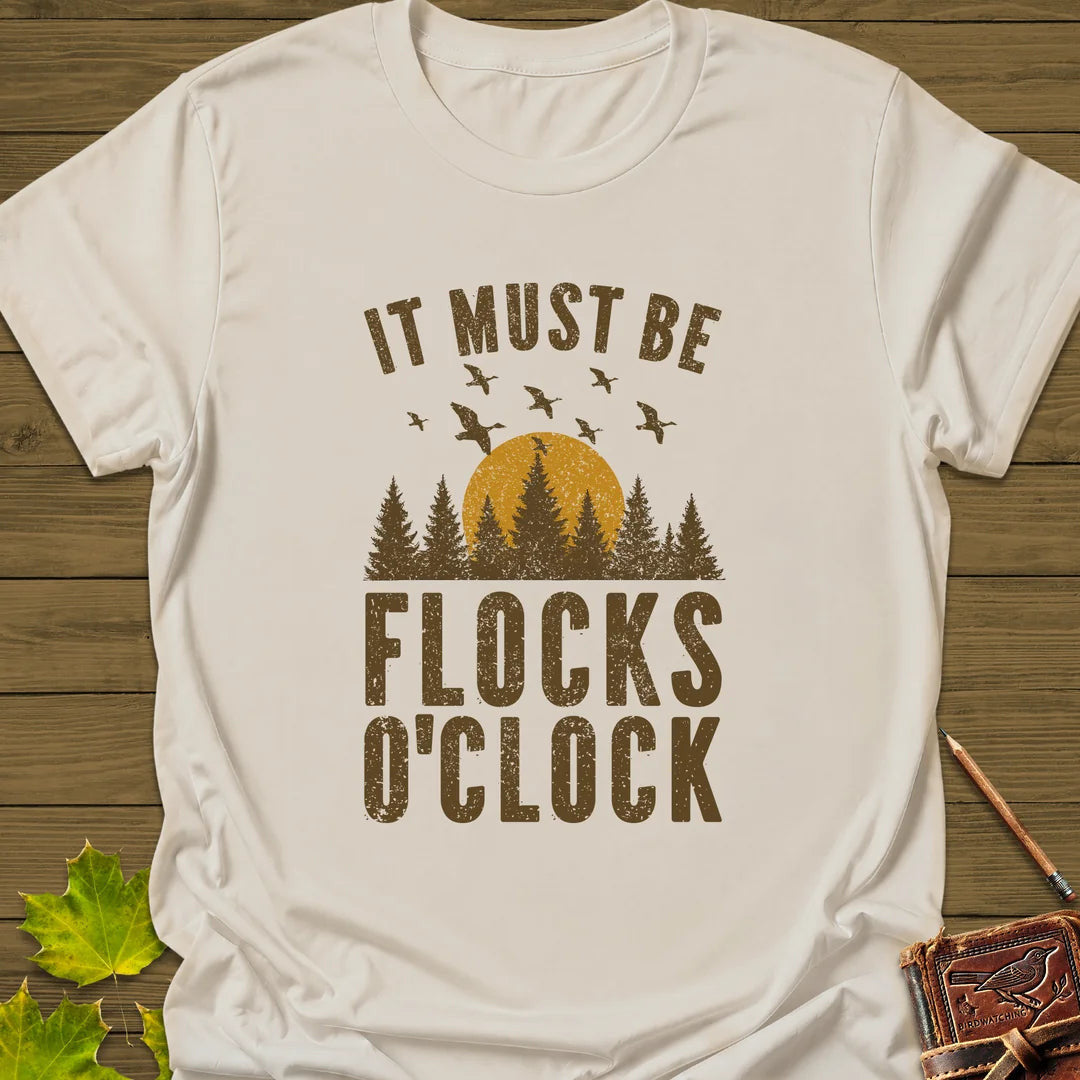 Flocks O'Clock T-Shirt - Bird Graphic Tee - Gift for Bird Lovers - Unisex
