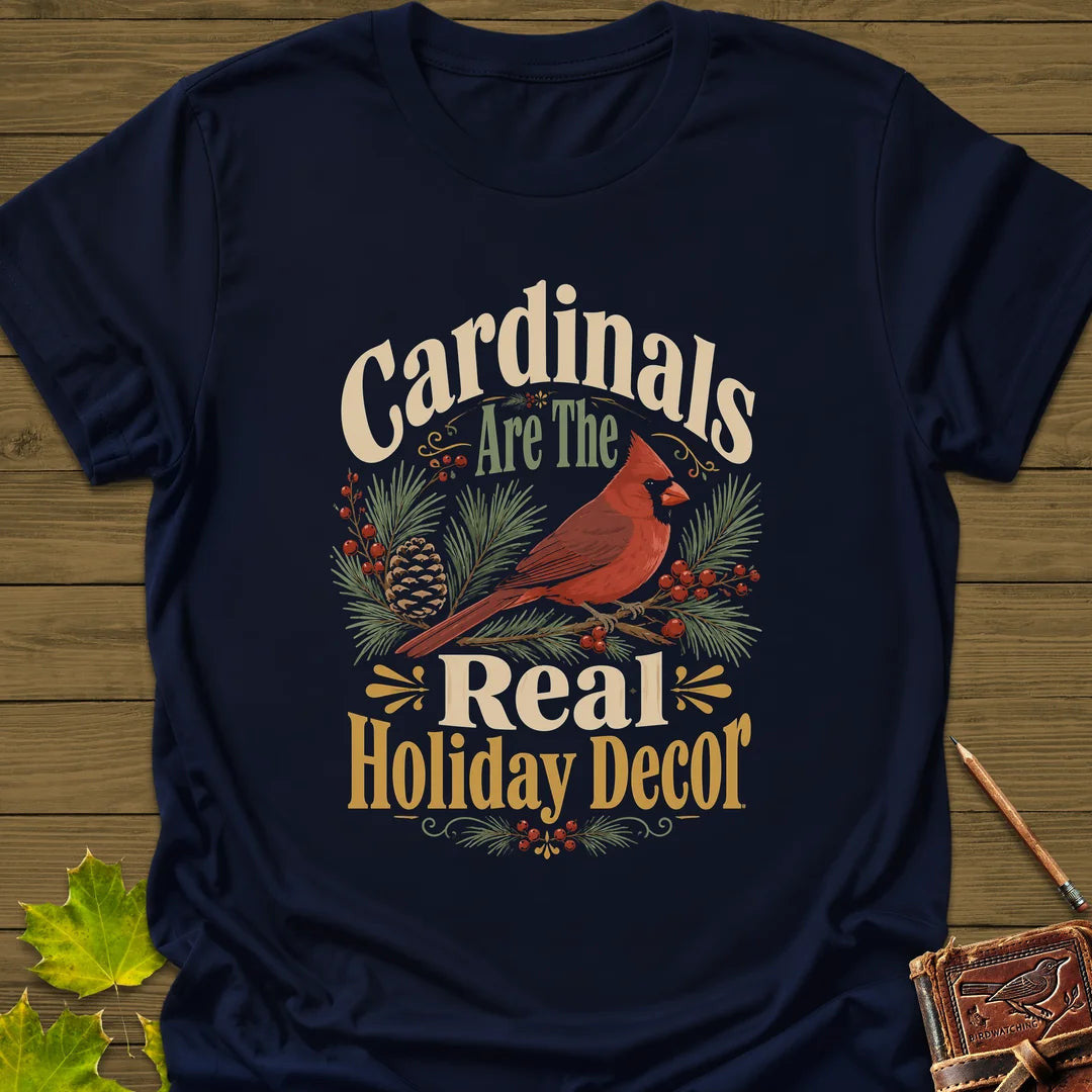 Cardinal Holiday Decor T-Shirt - Bird Graphic Tee - Gift for Bird Lovers - Unisex