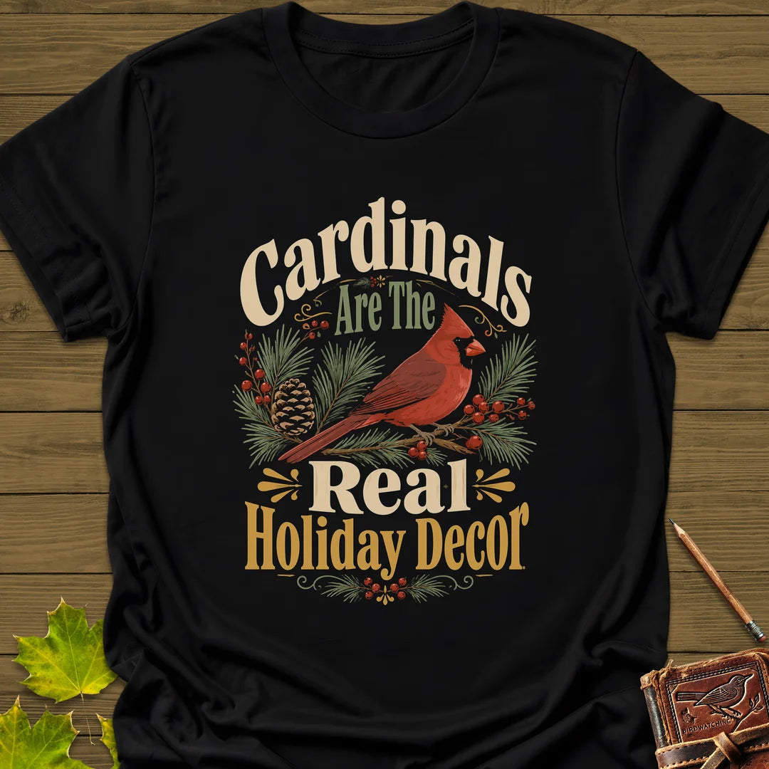 Cardinal Holiday Decor T-Shirt - Bird Graphic Tee - Gift for Bird Lovers - Unisex